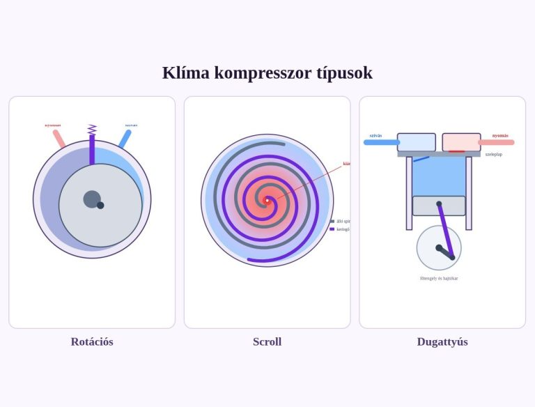 Főoldal | Klíma Újpest Klíma kompresszor típusok: rotációs, scroll és dugattyús kompresszor metszete